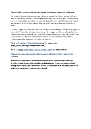 reggio emilia curriculum approach encourage