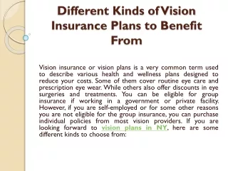Different Kinds of Vision Insurance Plans to Benefit From