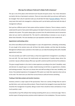 why spa pos software preferred to make profit