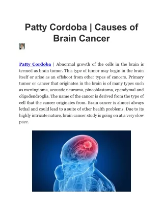 Patty Cordoba | Causes of Brain Cancer