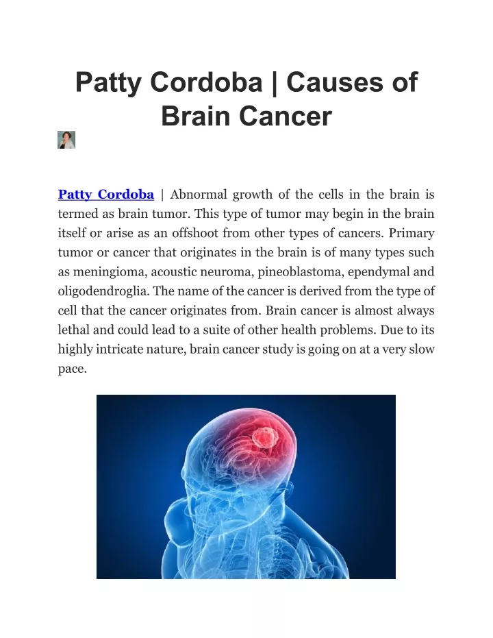 patty cordoba causes of brain cancer