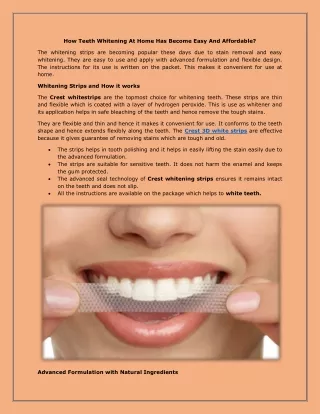 How Teeth Whitening At Home Has Become Easy And Affordable?