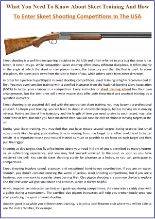 What You Need To Know About Skeet Training And How