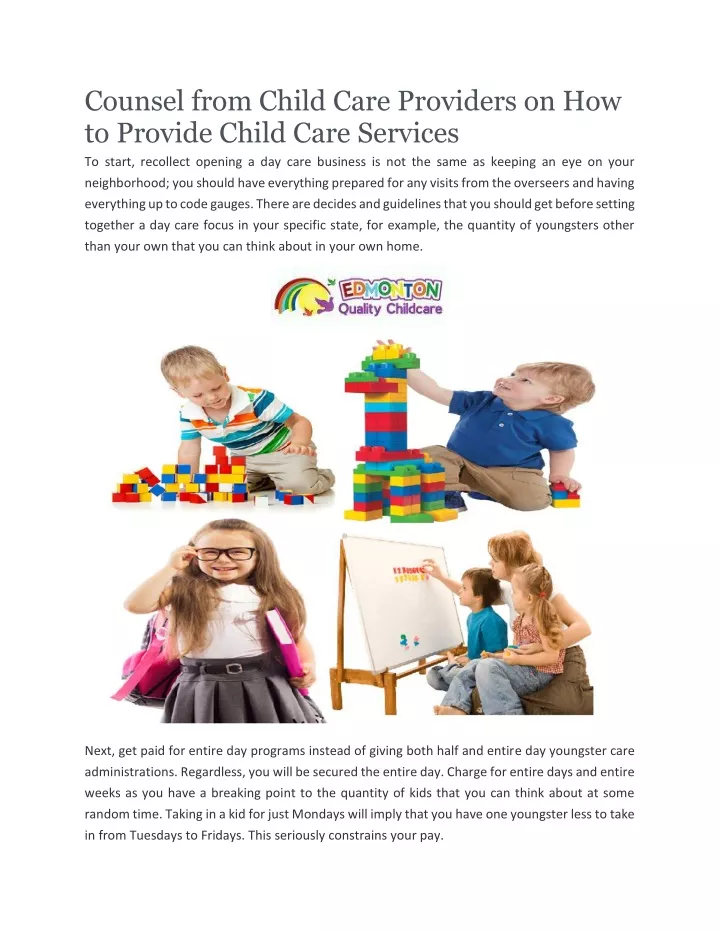 counsel from child care providers