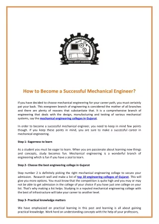 how to become a successful mechanical engineer