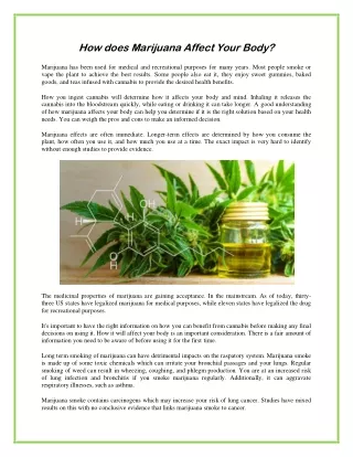 how does marijuana affect your body
