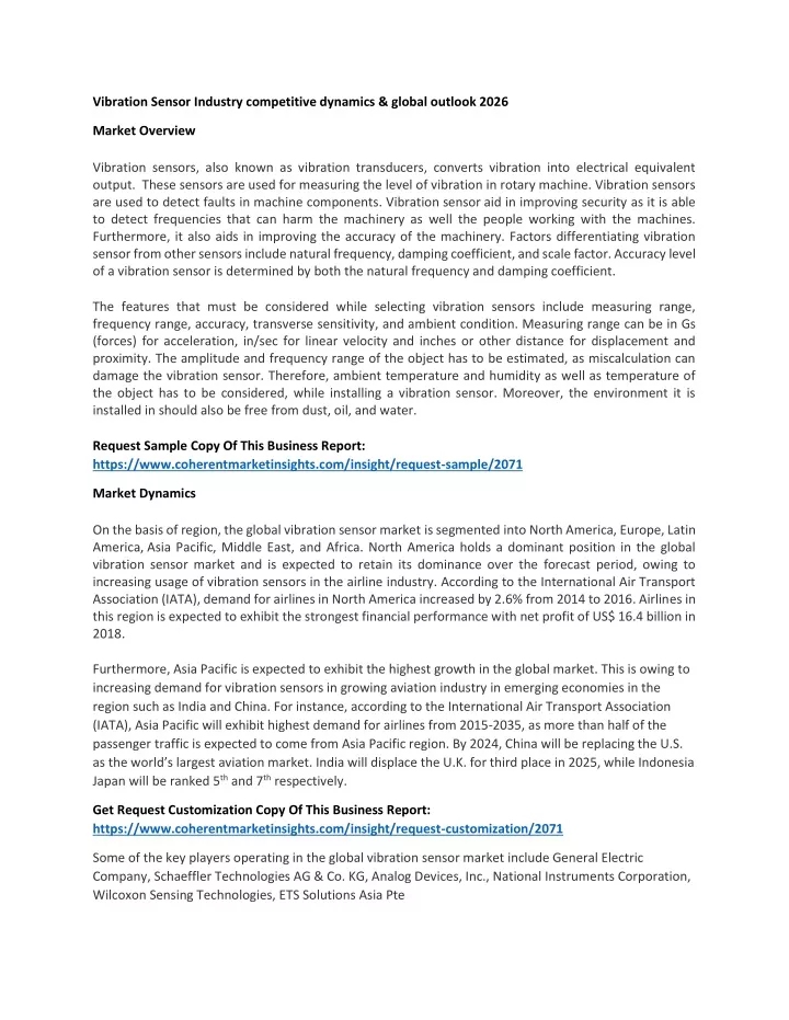 vibration sensor industry competitive dynamics