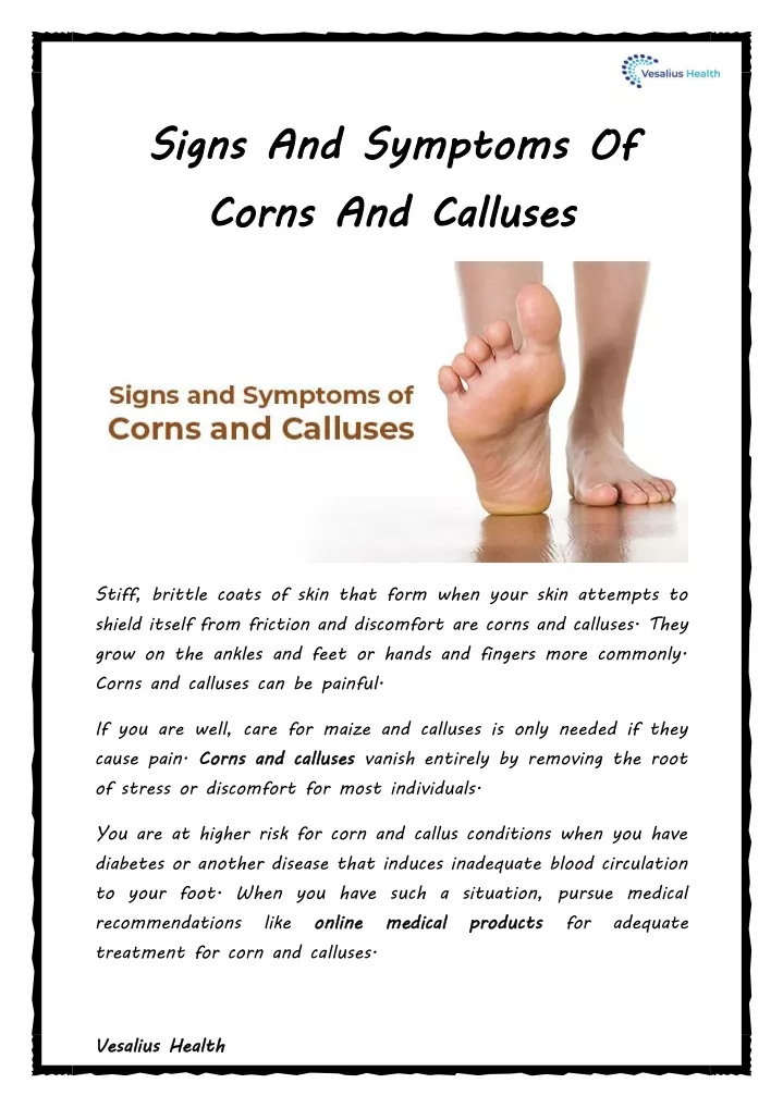 signs and symptoms corns