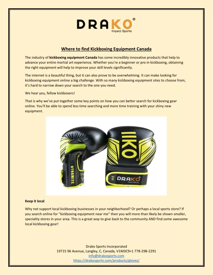 where to find kickboxing equipment canada