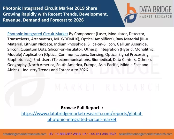 photonic integrated circuit market 2019 share