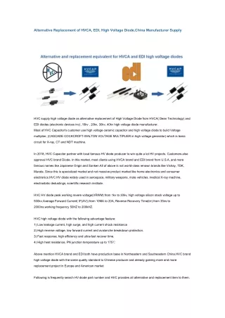 alternative replacement of hvca edi high voltage