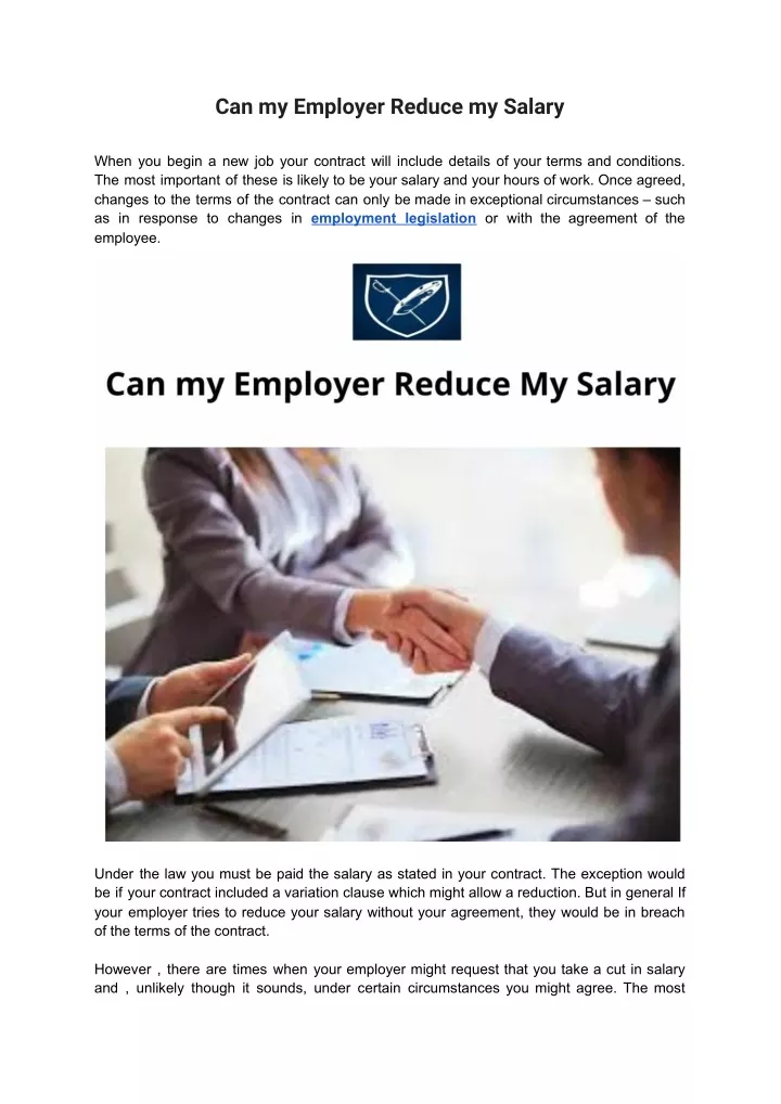 can my employer reduce my salary