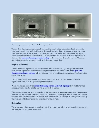 how can you choose an air duct cleaning service