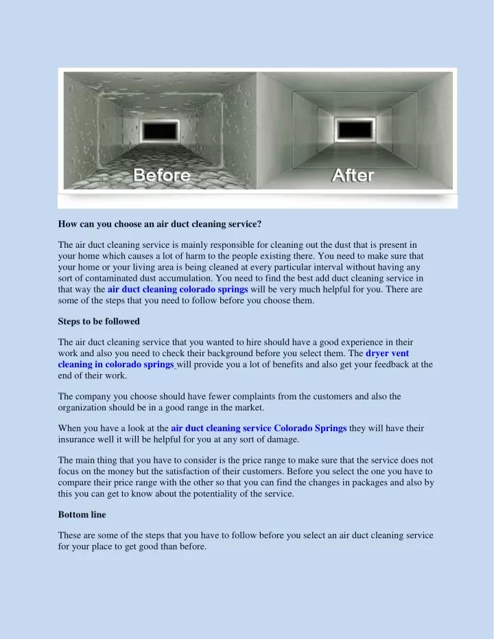 how can you choose an air duct cleaning service