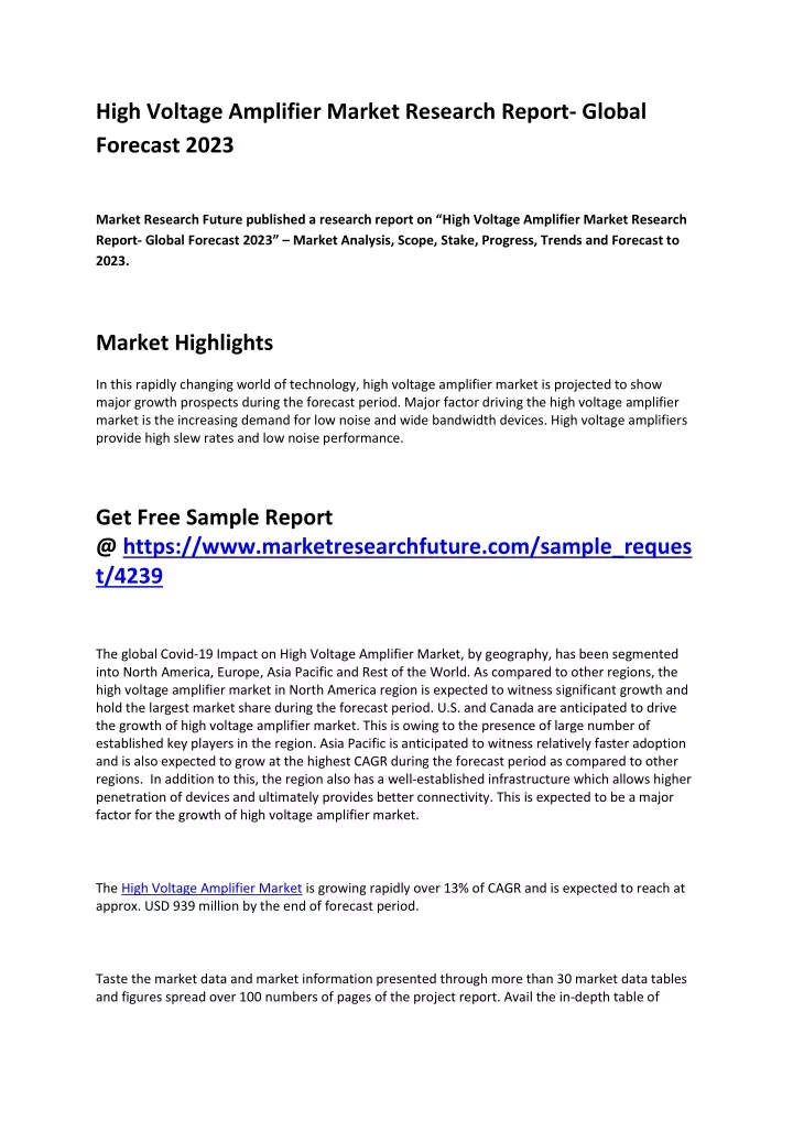 high voltage amplifier market research report