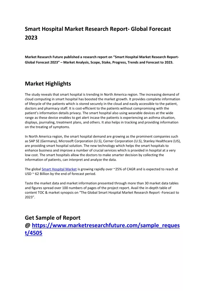 smart hospital market research report global