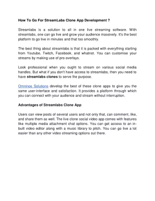How To Go For StreamLabs Clone App Development