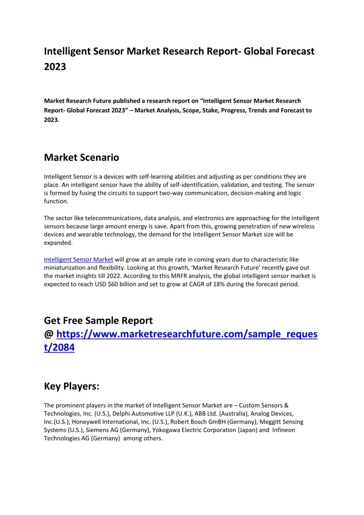 intelligent sensor market research report global