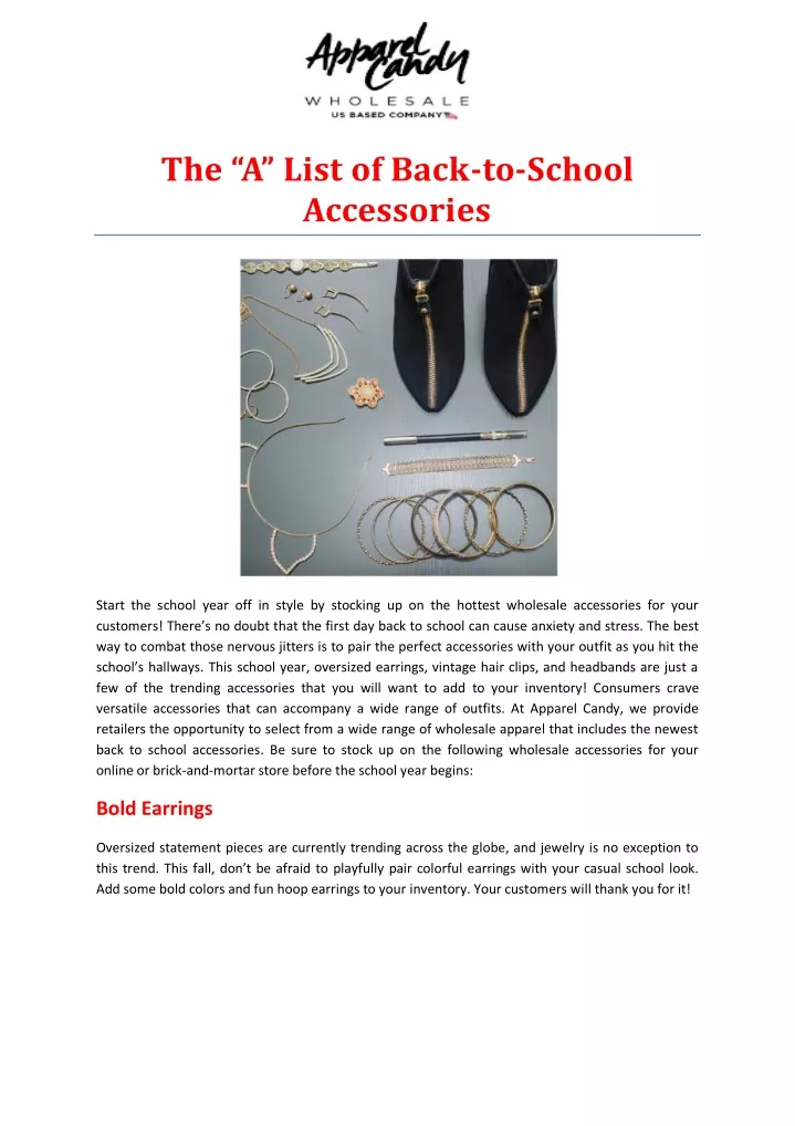 the a list of back to school accessories