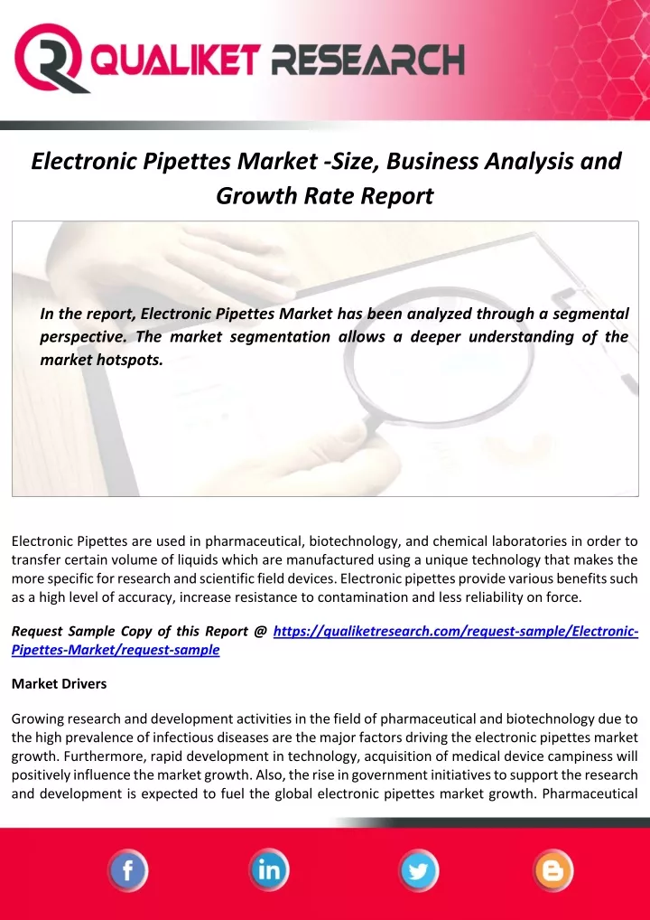 electronic pipettes market size business analysis