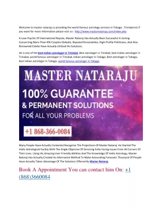 Best Indian Astrologer in Trinidad | World Famous Astrologer in Tobago – Master Nataraju