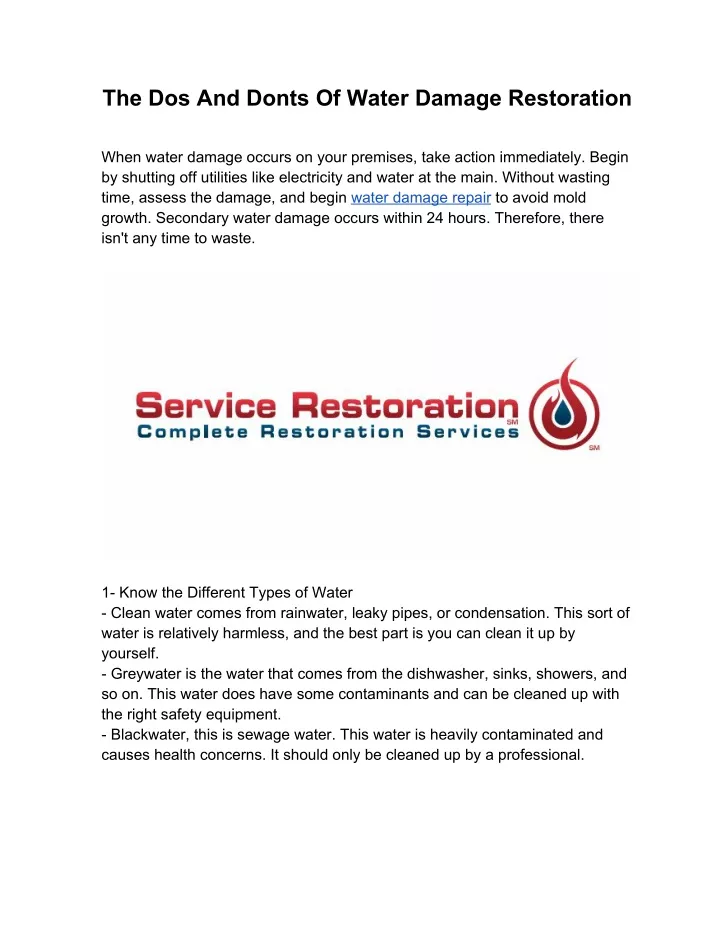 the dos and donts of water damage restoration