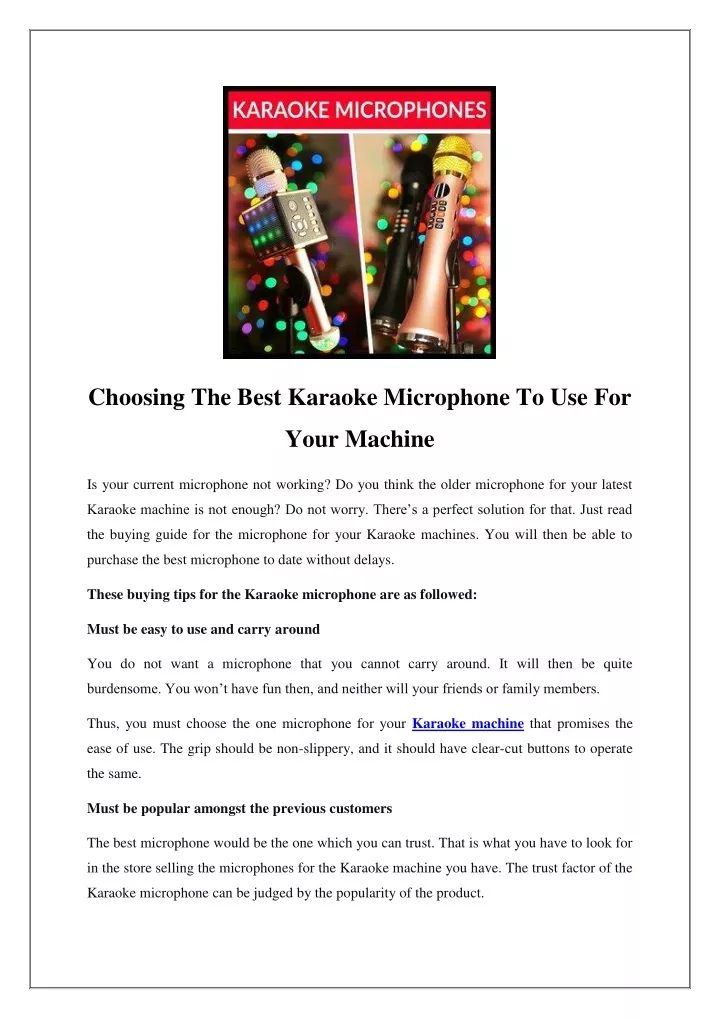 choosing the best karaoke microphone to use for