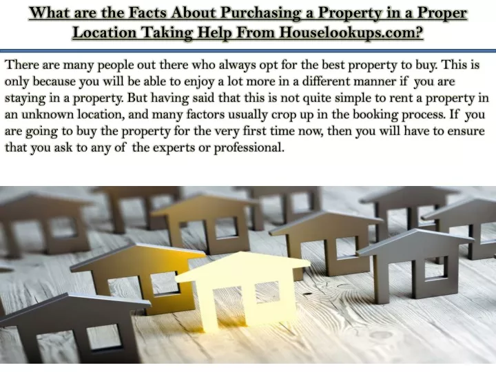 what are the facts about purchasing a property