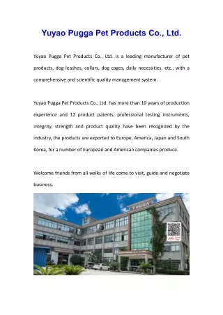 Yuyao Pugga Pet Products Co., Ltd.