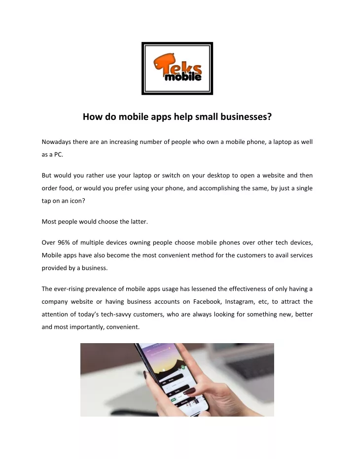 how do mobile apps help small businesses