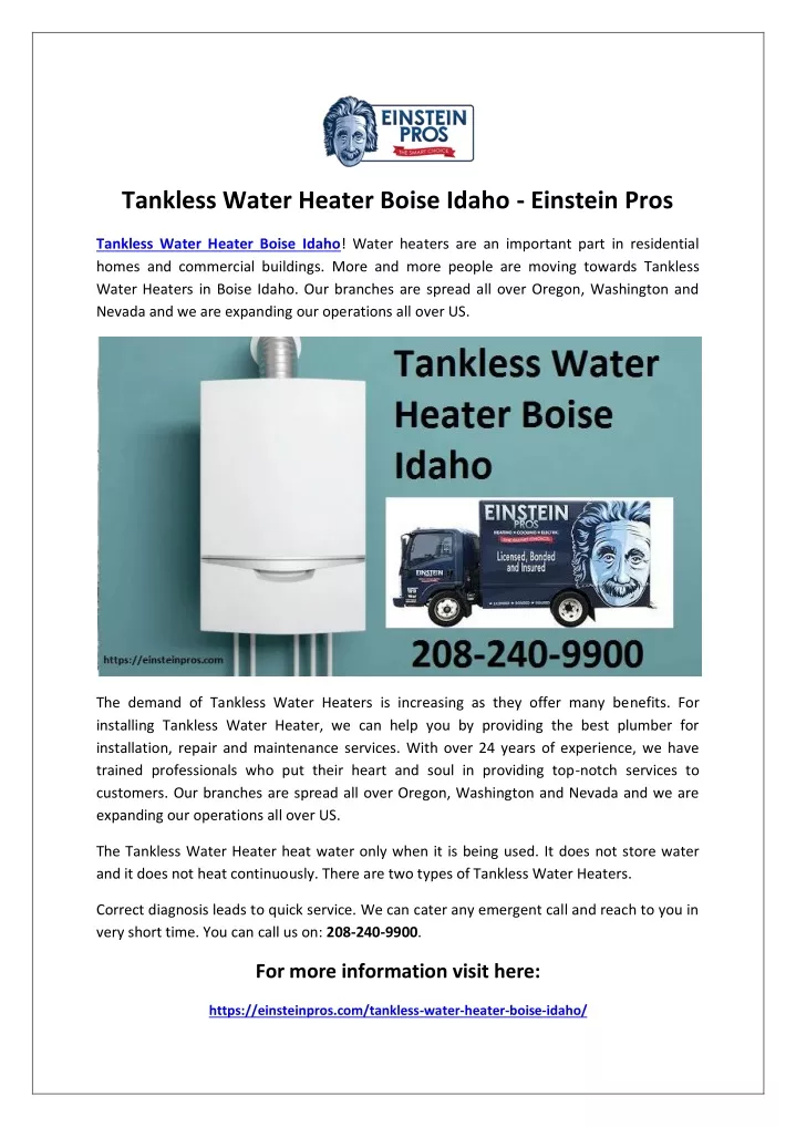 tankless water heater boise idaho einstein pros