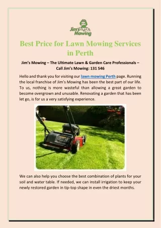 Best Price for Lawn Mowing Services in Perth