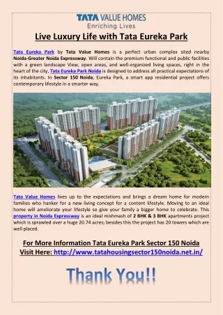 Tata Eureka Park 2 & 3BHK Flats in Sector 150 Noida
