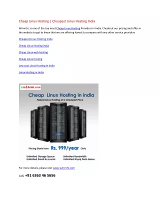 Cheap Linux Hosting | Cheapest Linux Hosting India