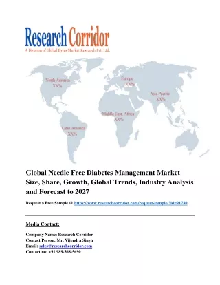 Global Needle Free Diabetes Management Market Size, Share, Growth, Global Trends, Industry Analysis and Forecast to 2027