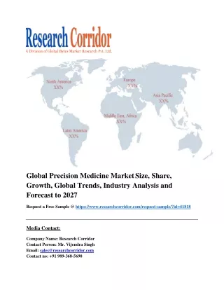 Global Precision Medicine Market Size, Share, Growth, Global Trends, Industry Analysis and Forecast to 2027