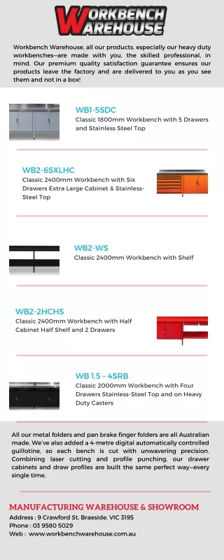 workbench warehouse all our products especially