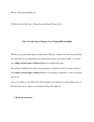 College Research Paper Writing Service