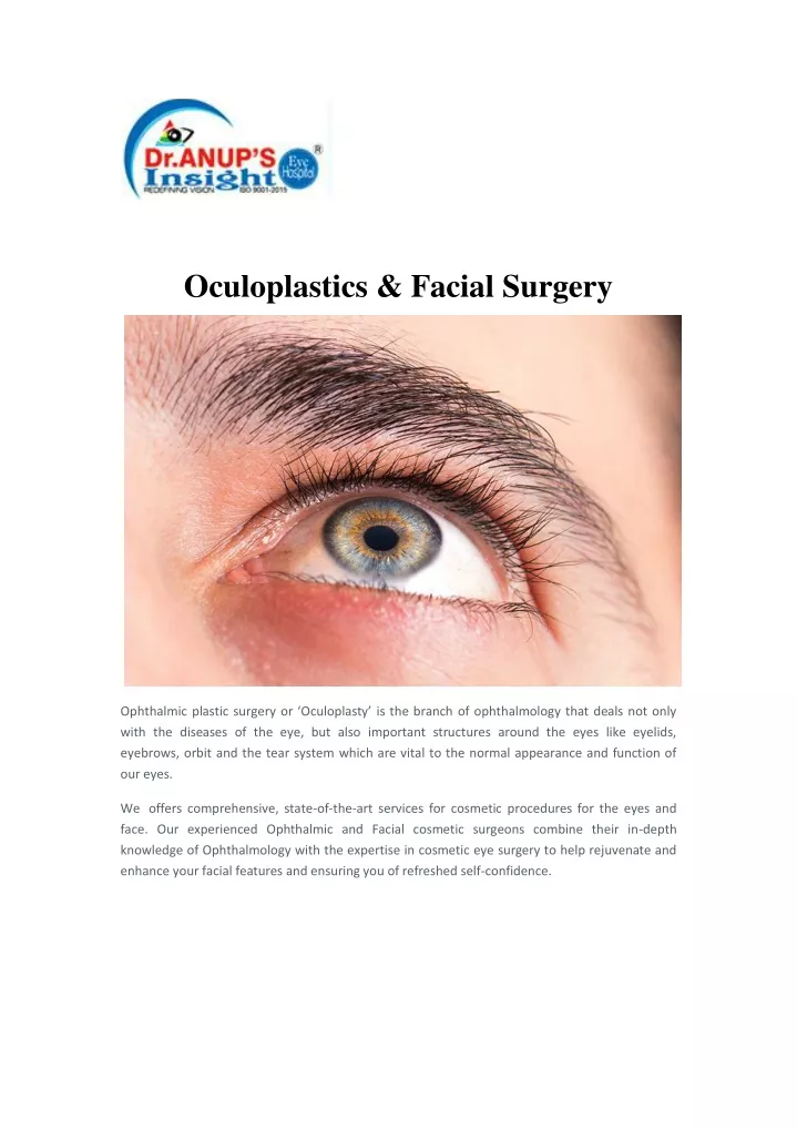 oculoplastics facial surgery