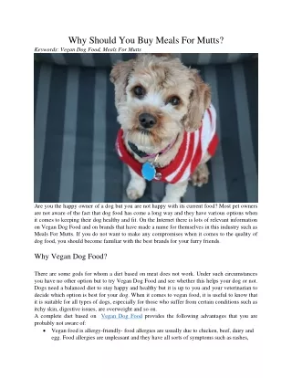 why should you buy meals for mutts keywords vegan