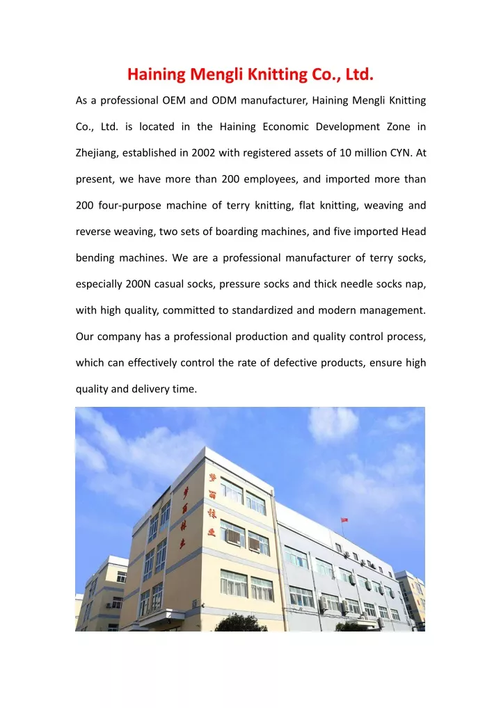 haining mengli knitting co ltd