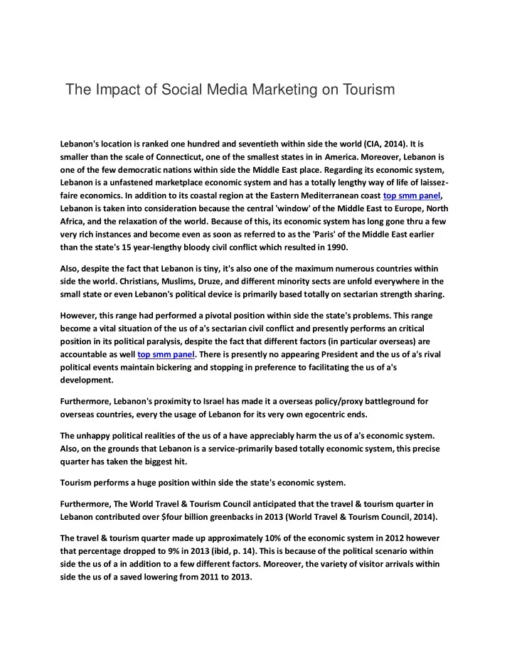 the impact of social media marketing on tourism