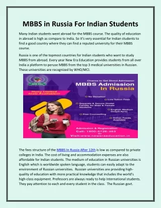 MBBS in Russia For Indian Students