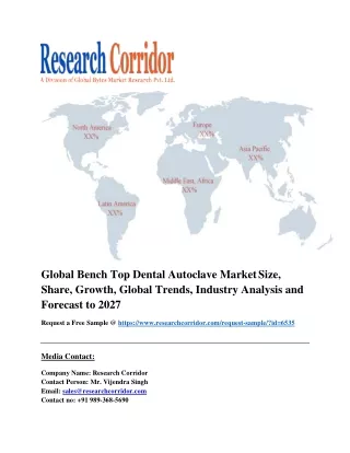 Global Bench Top Dental Autoclave Market Size, Share, Growth, Global Trends, Industry Analysis and Forecast to 2027