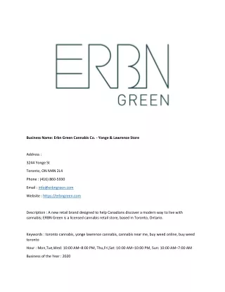 Erbn Green Cannabis Co. - Yonge & Lawrence Store