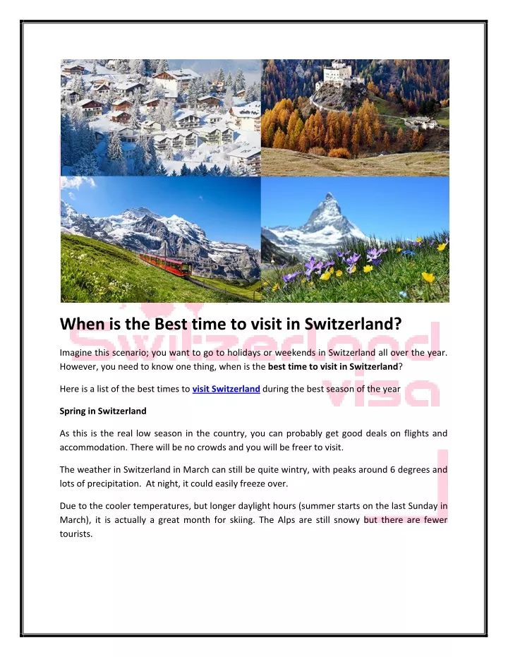when is the best time to visit in switzerland