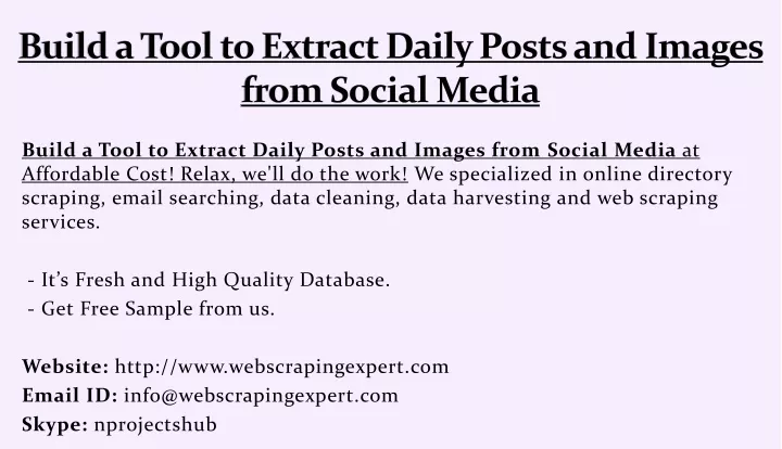 build a tool to extract daily posts and images from social media
