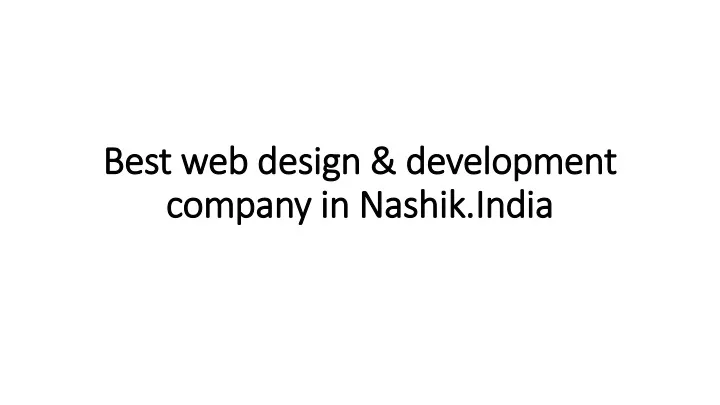 best web design development company in nashik india