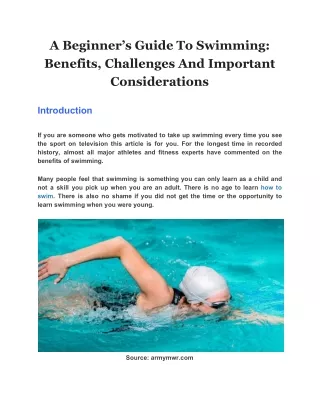 A Beginner’s Guide To Swimming: Benefits, Challenges And Important Considerations