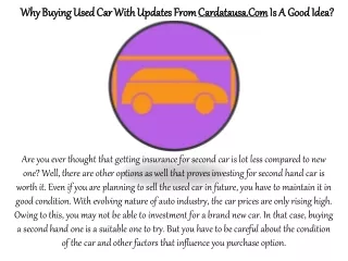 Why Buying Used Car With Updates From Cardatausa.Com Is A Good Idea?